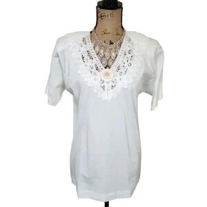 Vintage Magnet Art Lynn Yang Lace Puffed shoulder Cottage Core Style Blouse.